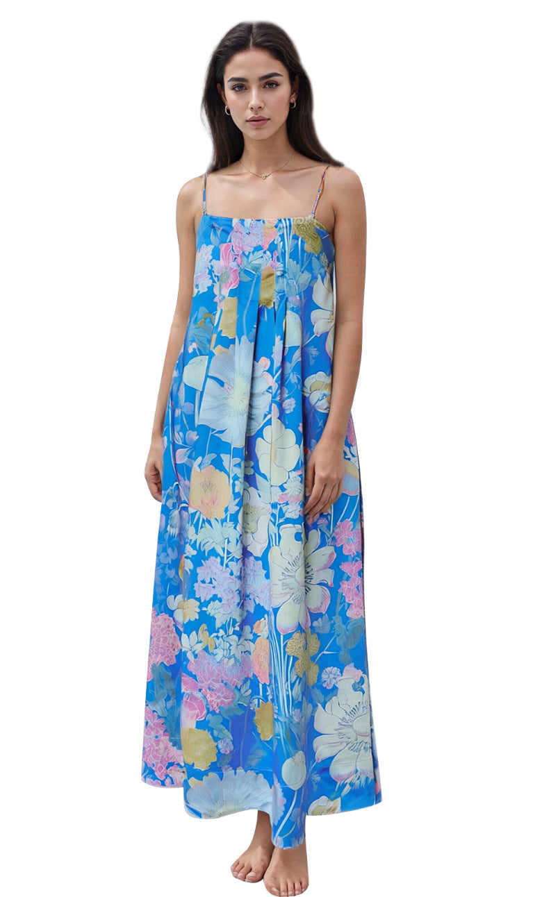 Temperament Commute Floral Print Dress High Waist Dresses