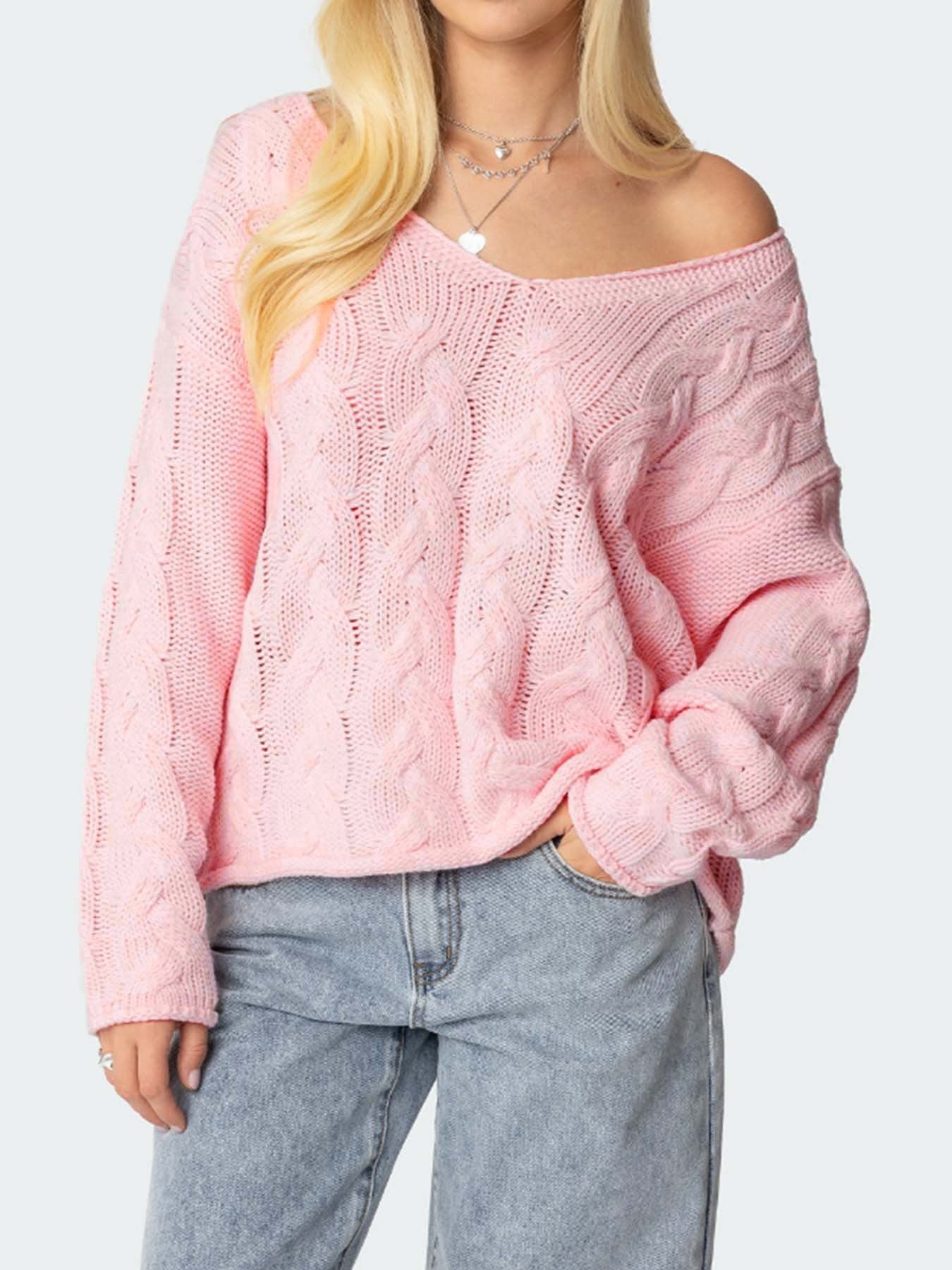 Women's Autumn Solid Color Loose Lazy Style Twist Knitted Sweaters