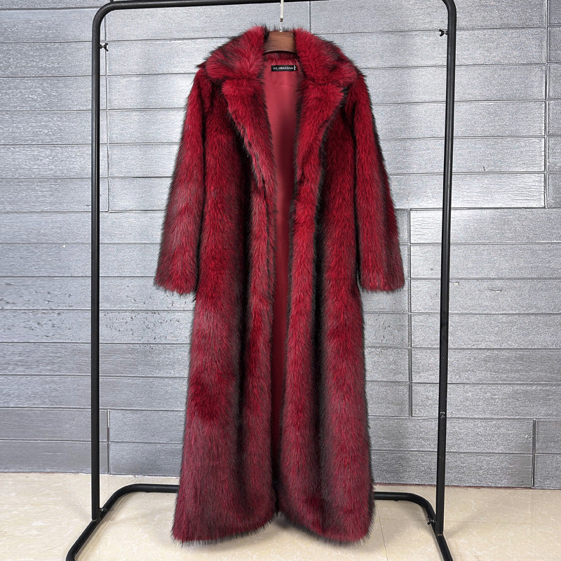 Women's Red Fox Imitation Furry Fur Extended Suits