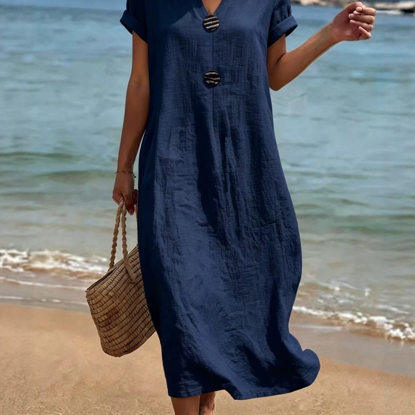 Women's Summer Seaside Holiday White Casual Solid Color Dress