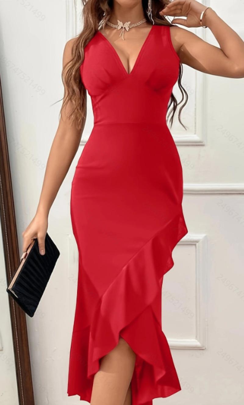 Women's Sheath Swallowtail Sexy Split Ruffled Formal Dress