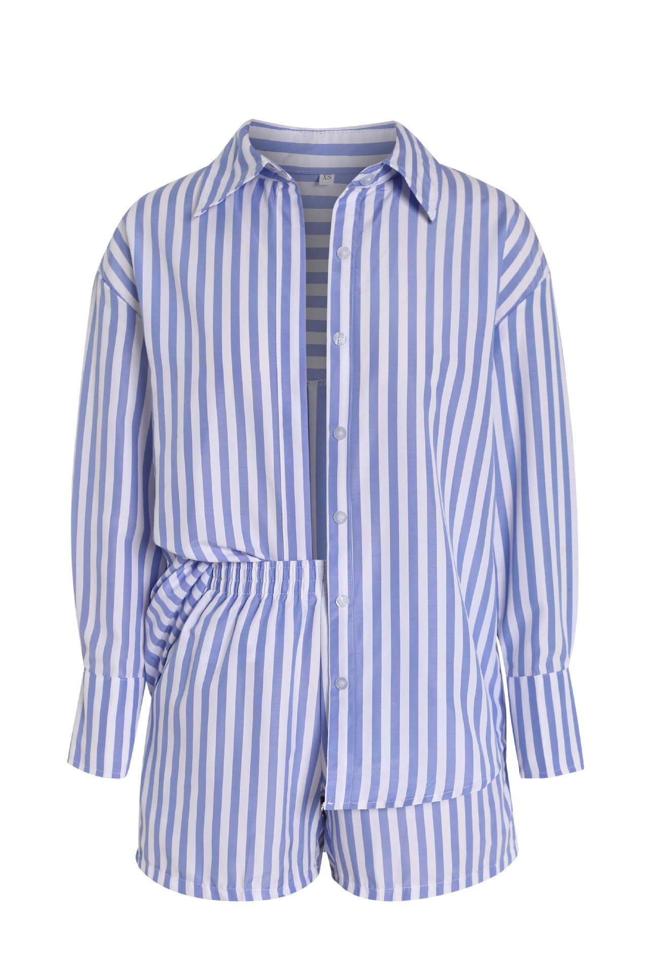 Women's Striped Long Sleeve Shirt Loose High Waist Two-piece Fashion Casual Suit
