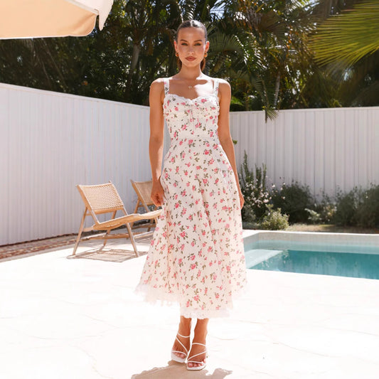 Pretty Independent Seaside Vacation Dress Sling Dresses