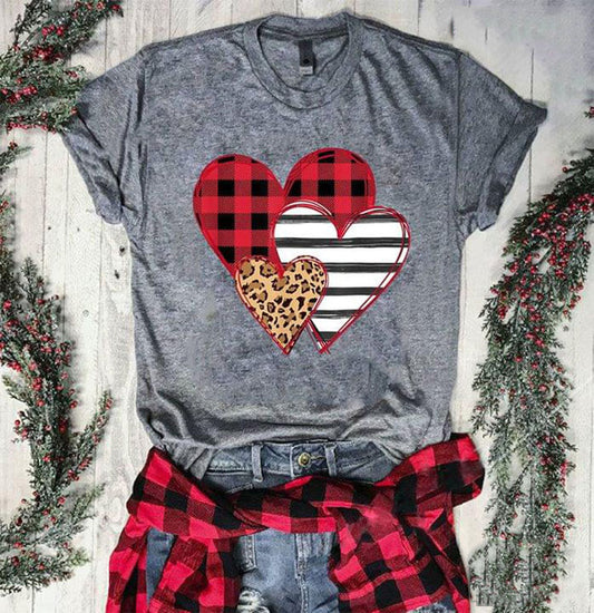 Sleeve Valentine's Day Leopard Print Love Blouses