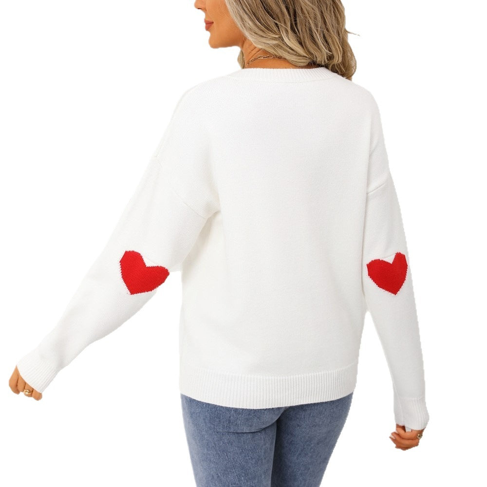Women's Love Big Peach Heart Valentine's Day Sweaters