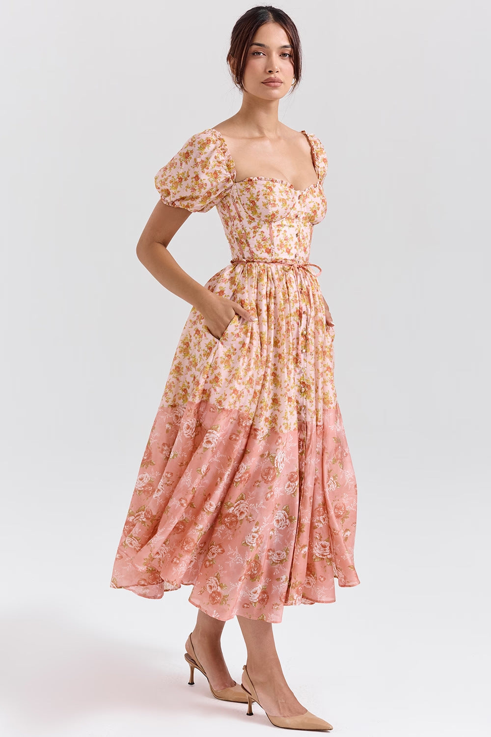Women's Sexy Fashion Puff Sleeve French Square Dresses