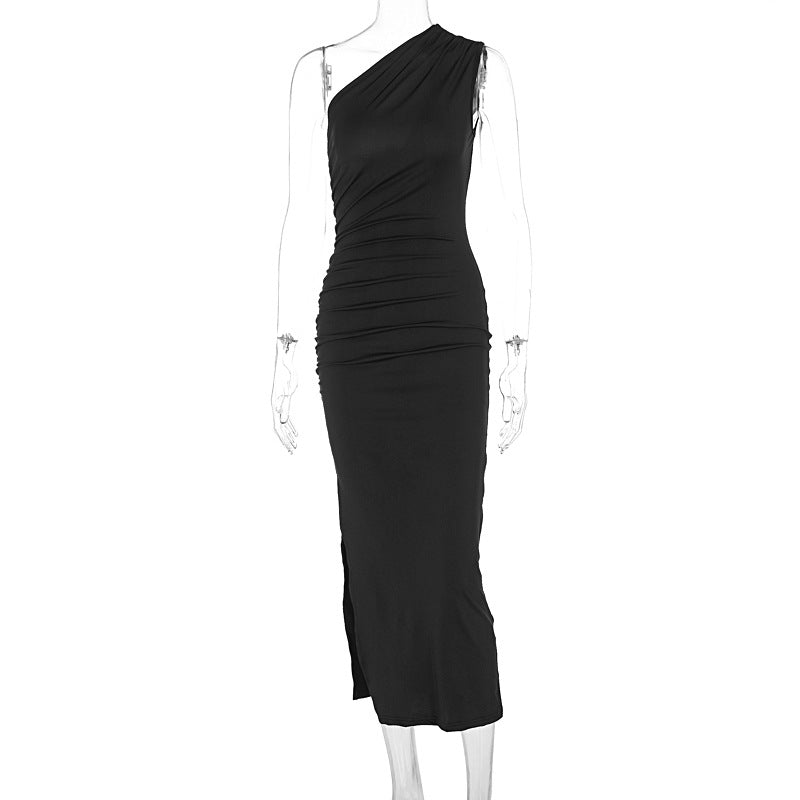 Color Split Sleeveless Desire Sexy Temperament Dresses