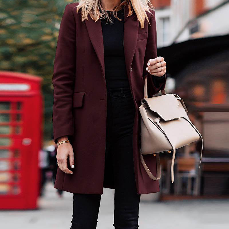 Women's Winter Mid-length Breasted Solid Color Small Blazers