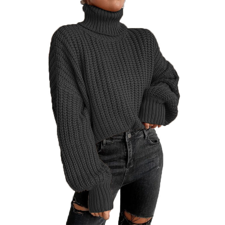 Women's Fashion Knitted Loose Pullover Turtleneck Sweater