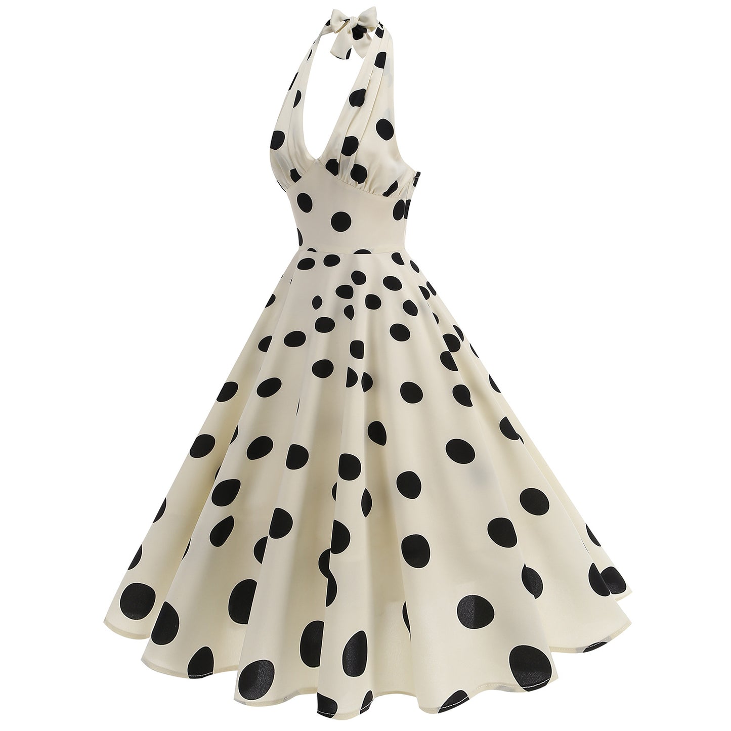 Dot Print Backless Sleeveless Slim Beach Dress