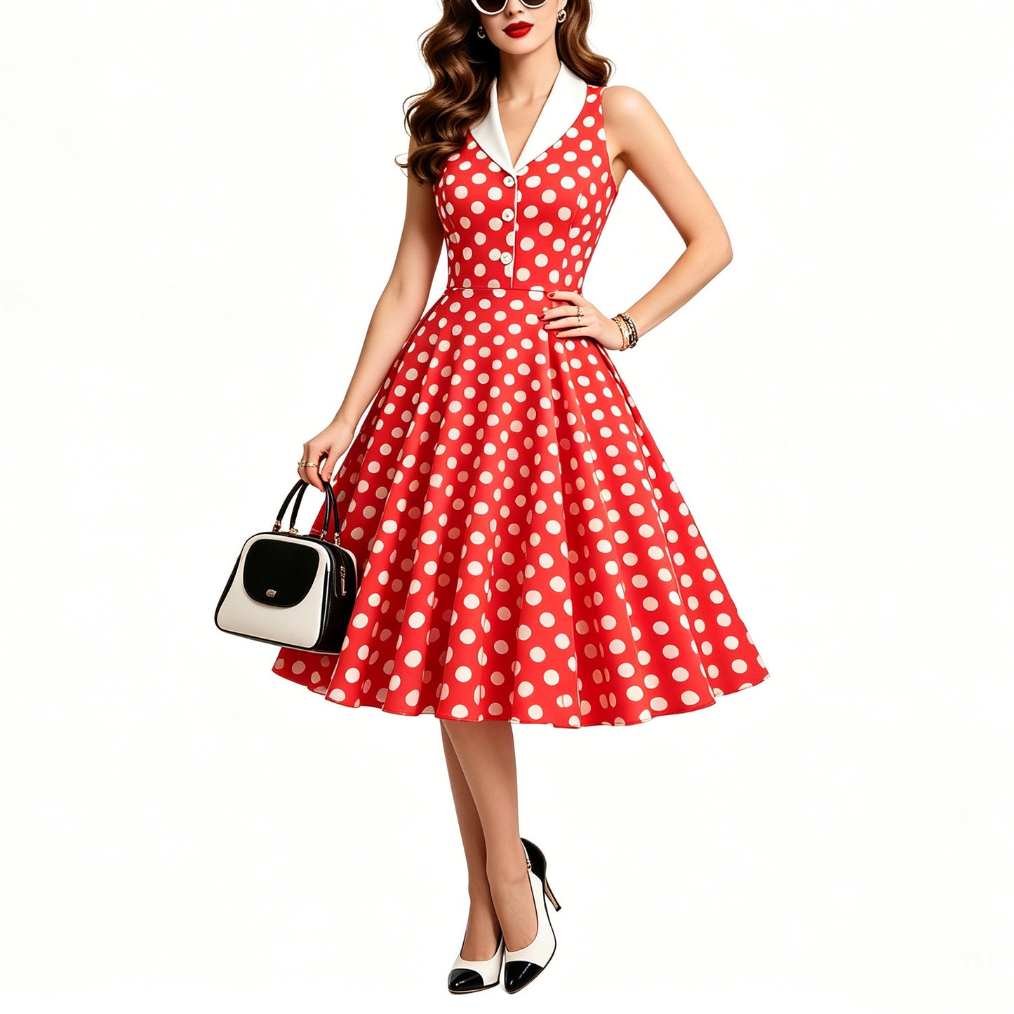 Women's Summer Travel Court Tight Waist Light Dress