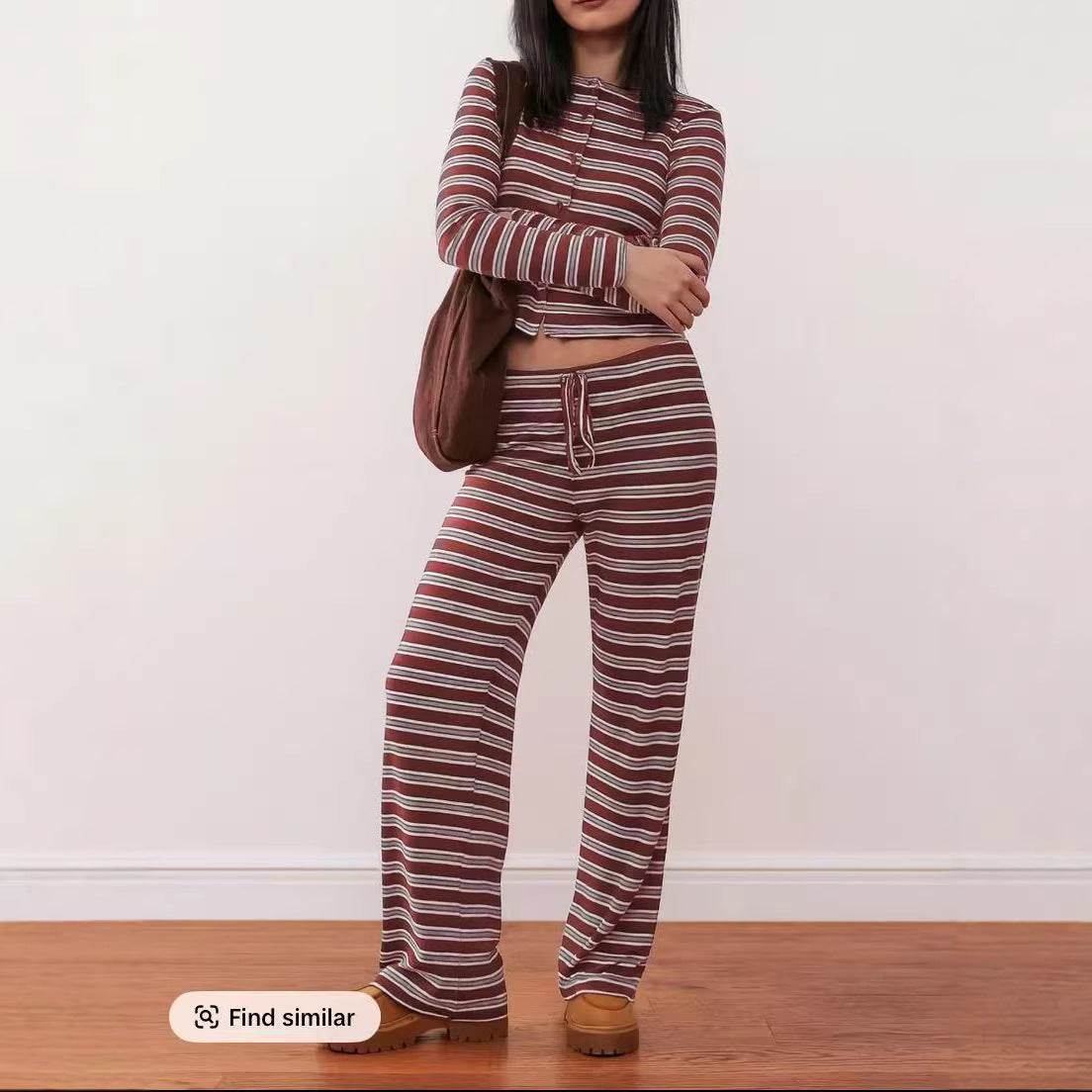 Women's Comfort Striped Single-breasted Long Sleeve Trousers Fashion Casual Suit