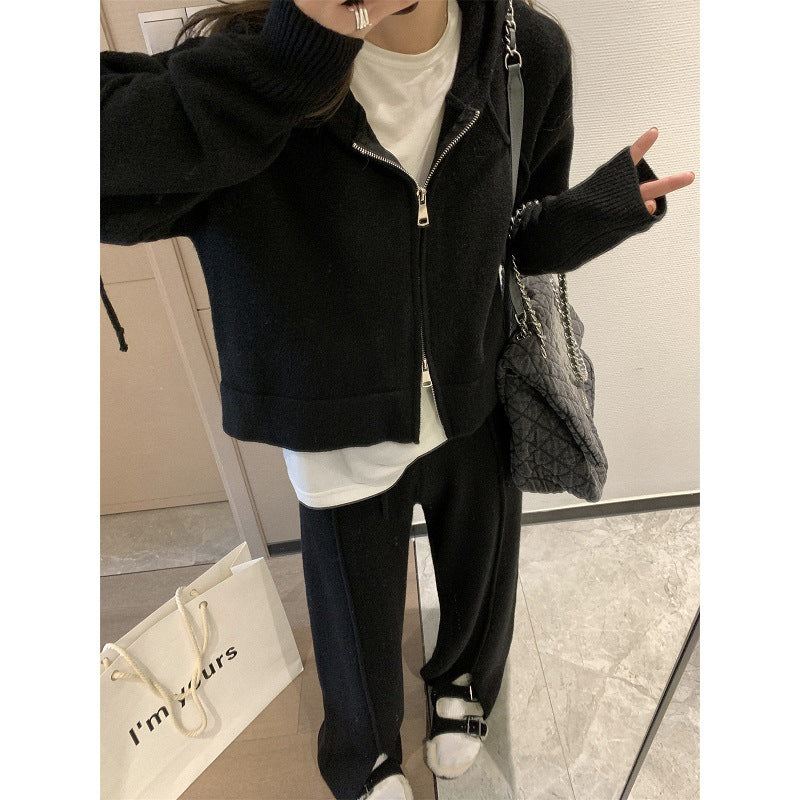 Women's Two-piece Casual Fashion Solid Color Knitted Suits