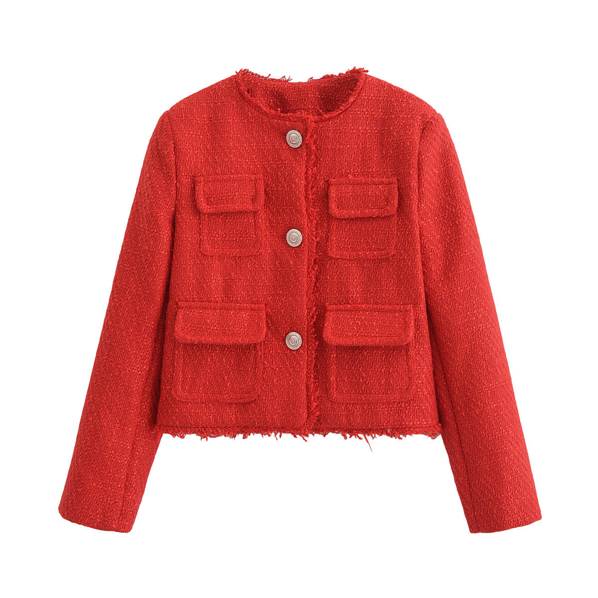 Women's Fashion Blended Tweed Gold Style Coats