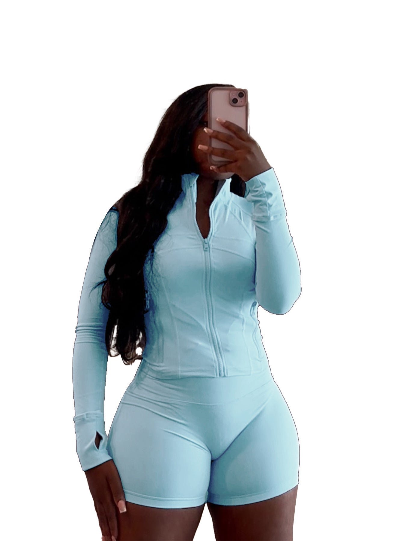 Women's Sexy Tight Long Sleeve Horn Two-piece Clothing