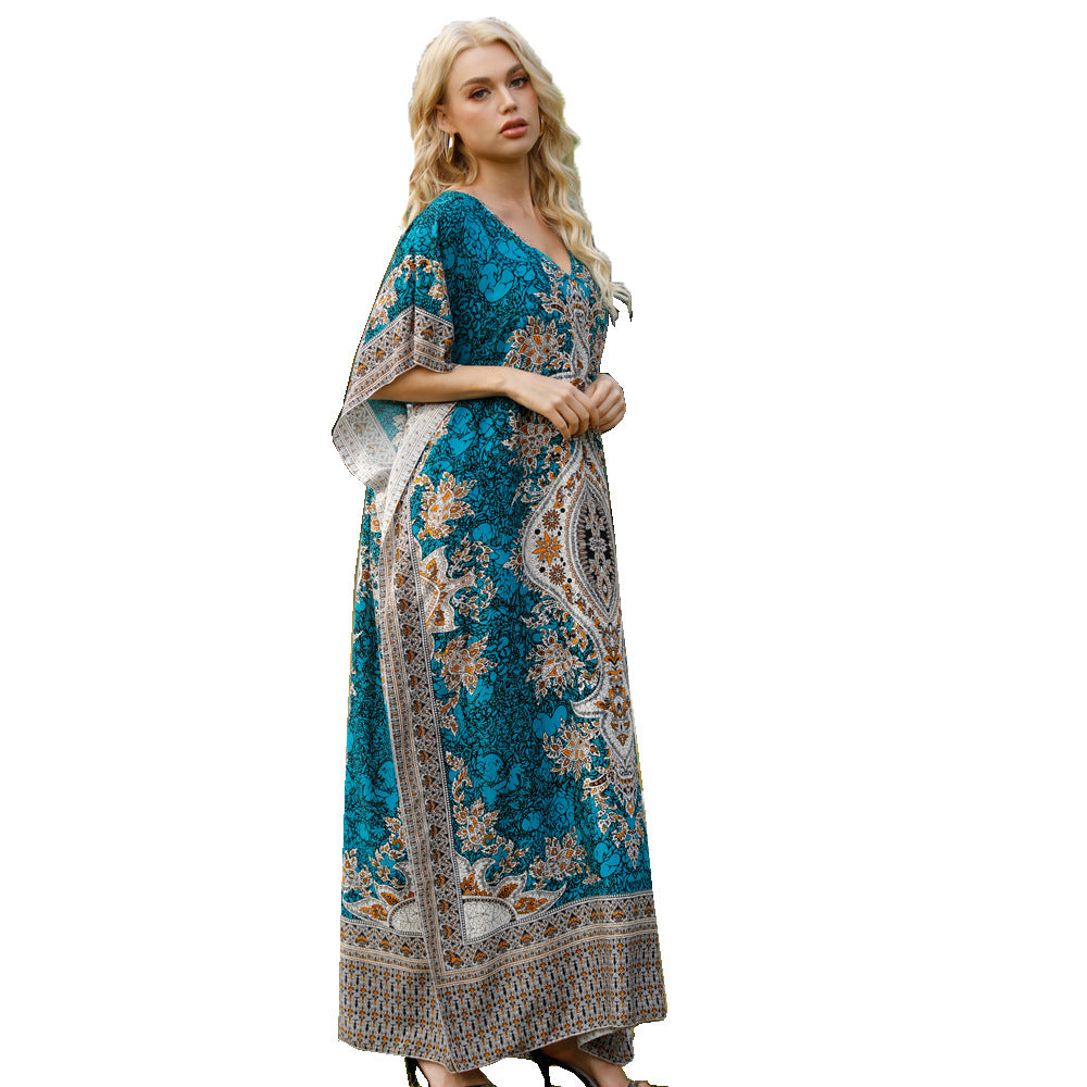 Women's Bohemian Printed Loose Robe Seaside Vacation Plus Size