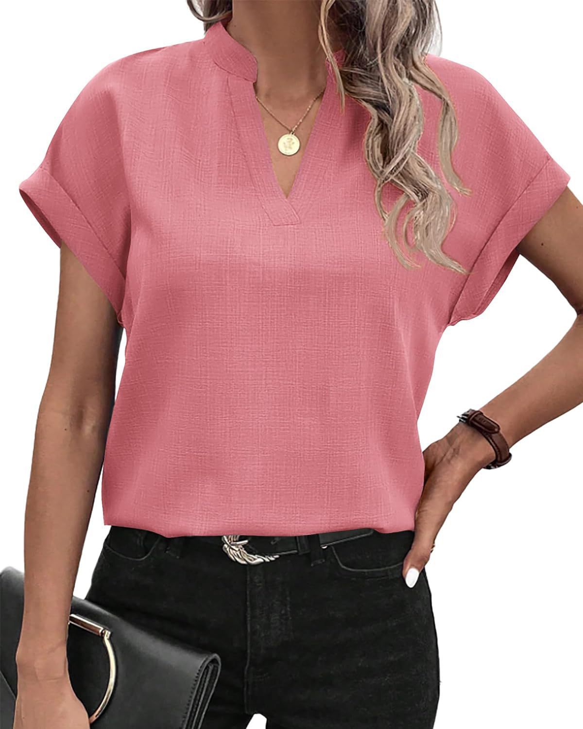 Women's Summer Simple Fashion Sleeve Linen Shirt Blouses
