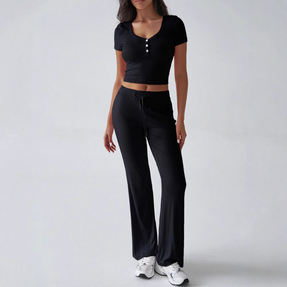 Women's Temperament Pure Color Round Neck Urban Suits