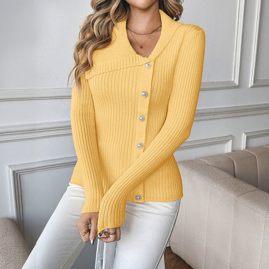 Women's Youth Fashion Pearl Decoration Solid Color Sweaters