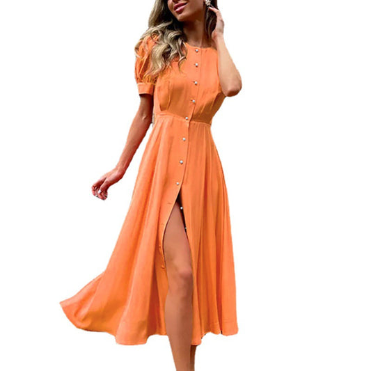 Solid Color Elegant Slim High Waist Dresses