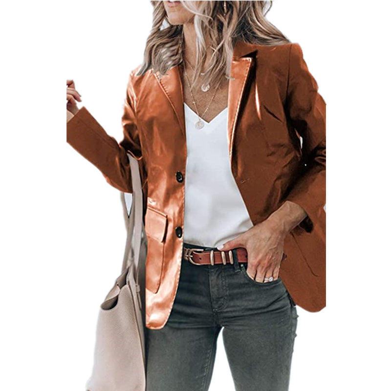 Women's Elegant Lapel Single Breasted Solid Color Blazers