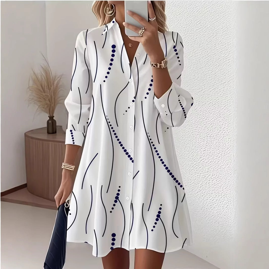 Women's Print Shirt Casual Polka Dot Elegant Dress