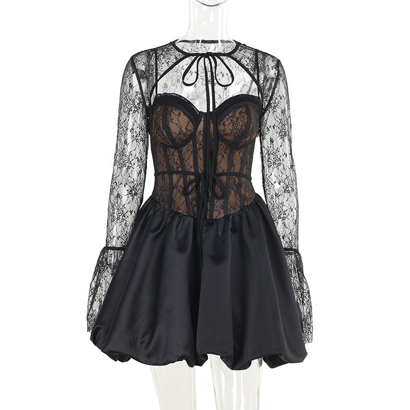 Women's Autumn Style Elegant Sexy Lace Strap Dresses