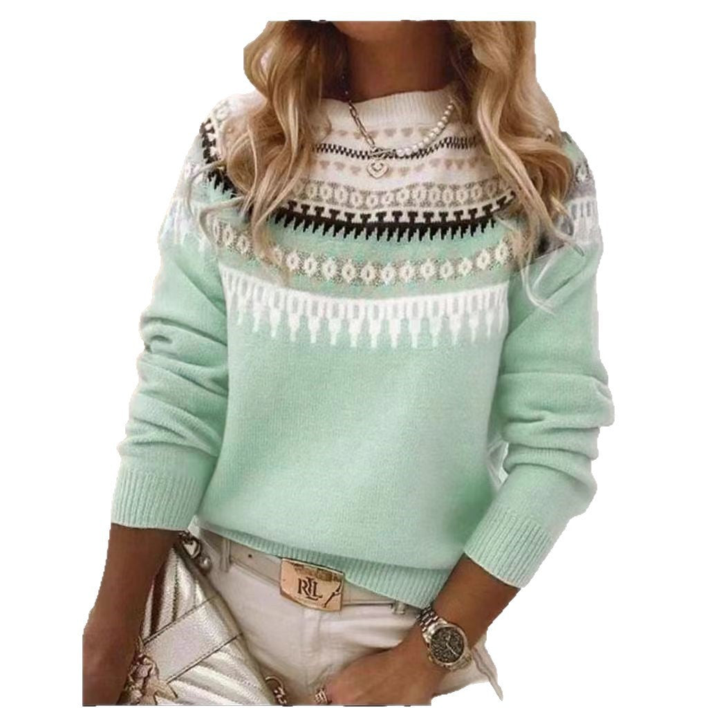 Women's Round Neck Multicolor Loose Fashion Pullover Sweaters