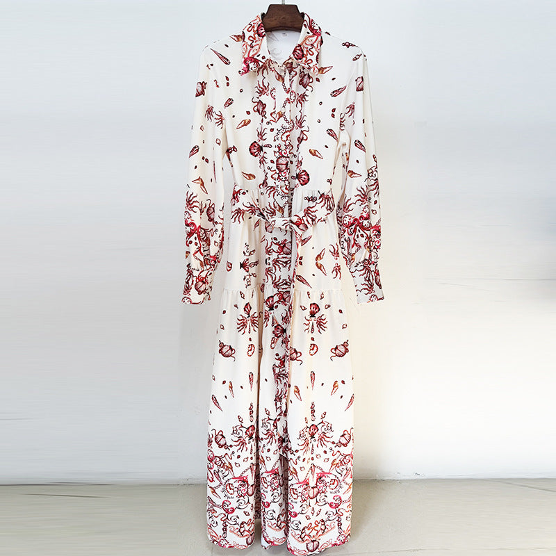 Fashion Vacation Casual Printed Shirt Collar Dress