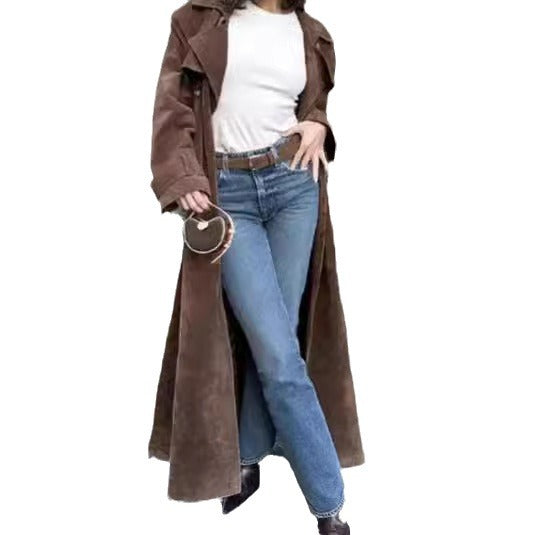 Women's Retro Overcoat Elegant Brown Lace Waist Coats