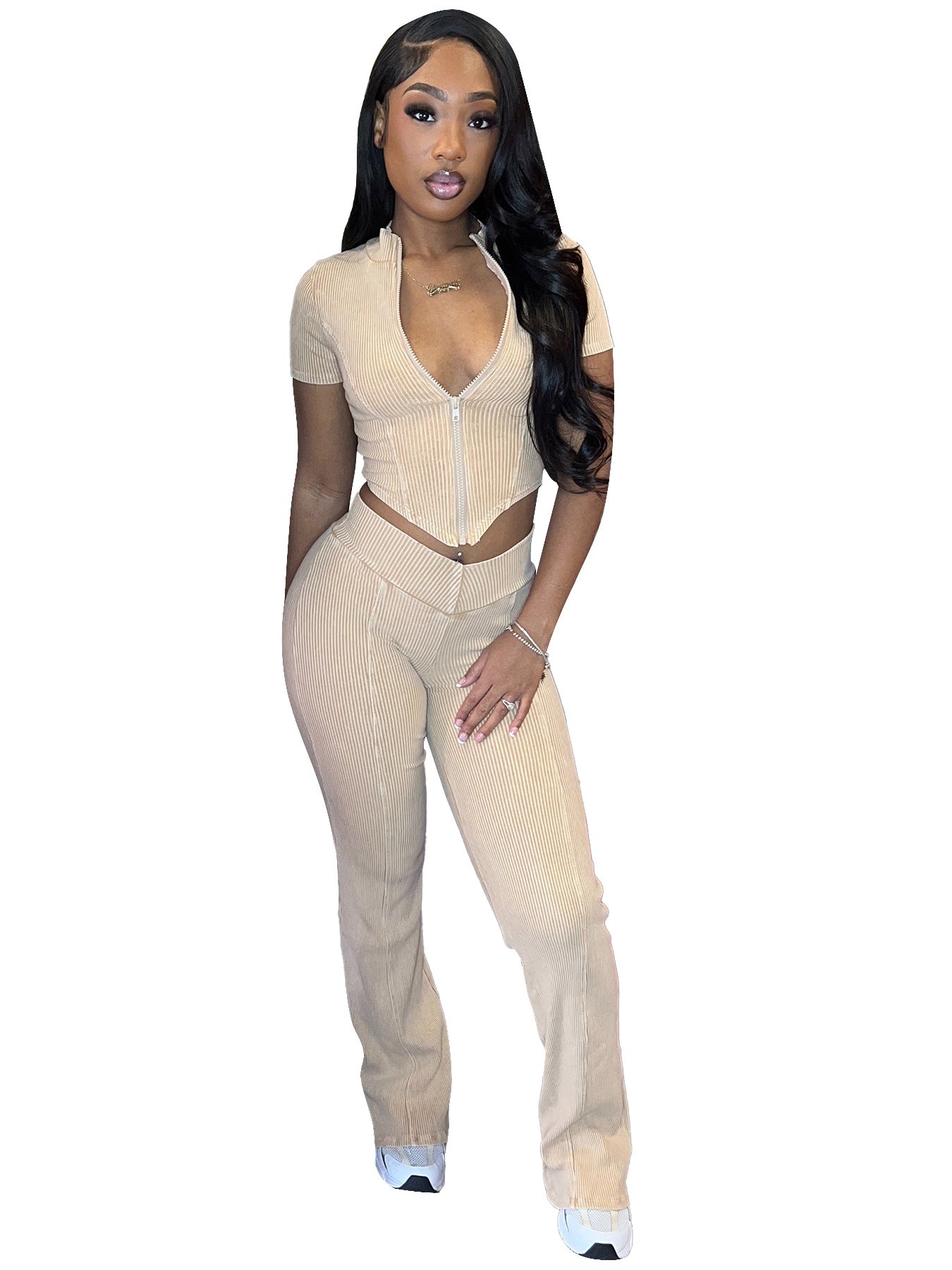 Women's Thread Washed Old V-shaped Hem Sleeve Suits