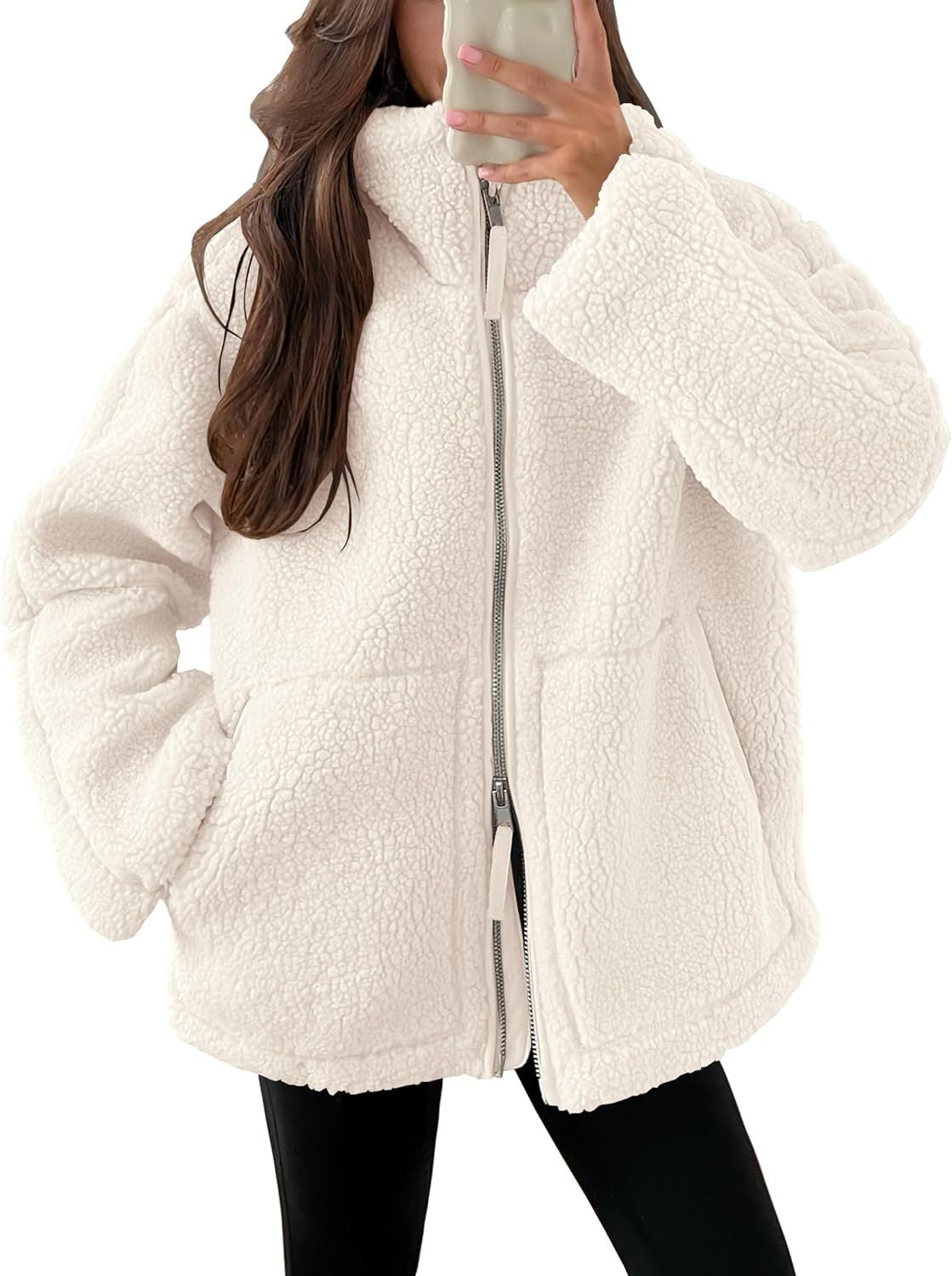 Women's Casual Long Sleeve Oversized Warm Double Zipper Sweaters