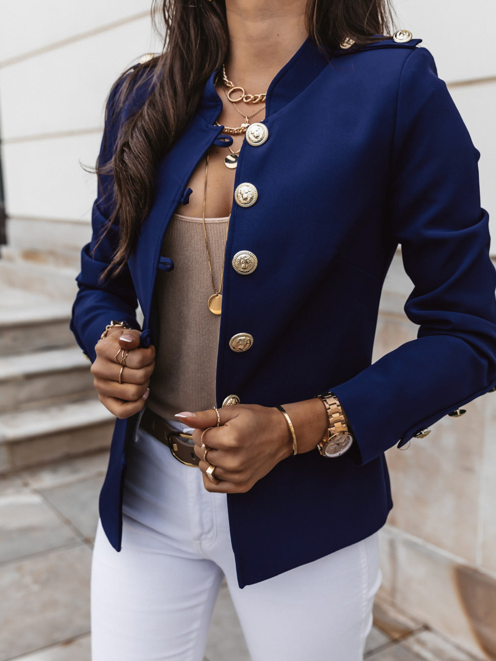 Classy Slouchy Long Sleeve Breasted Small Blazers