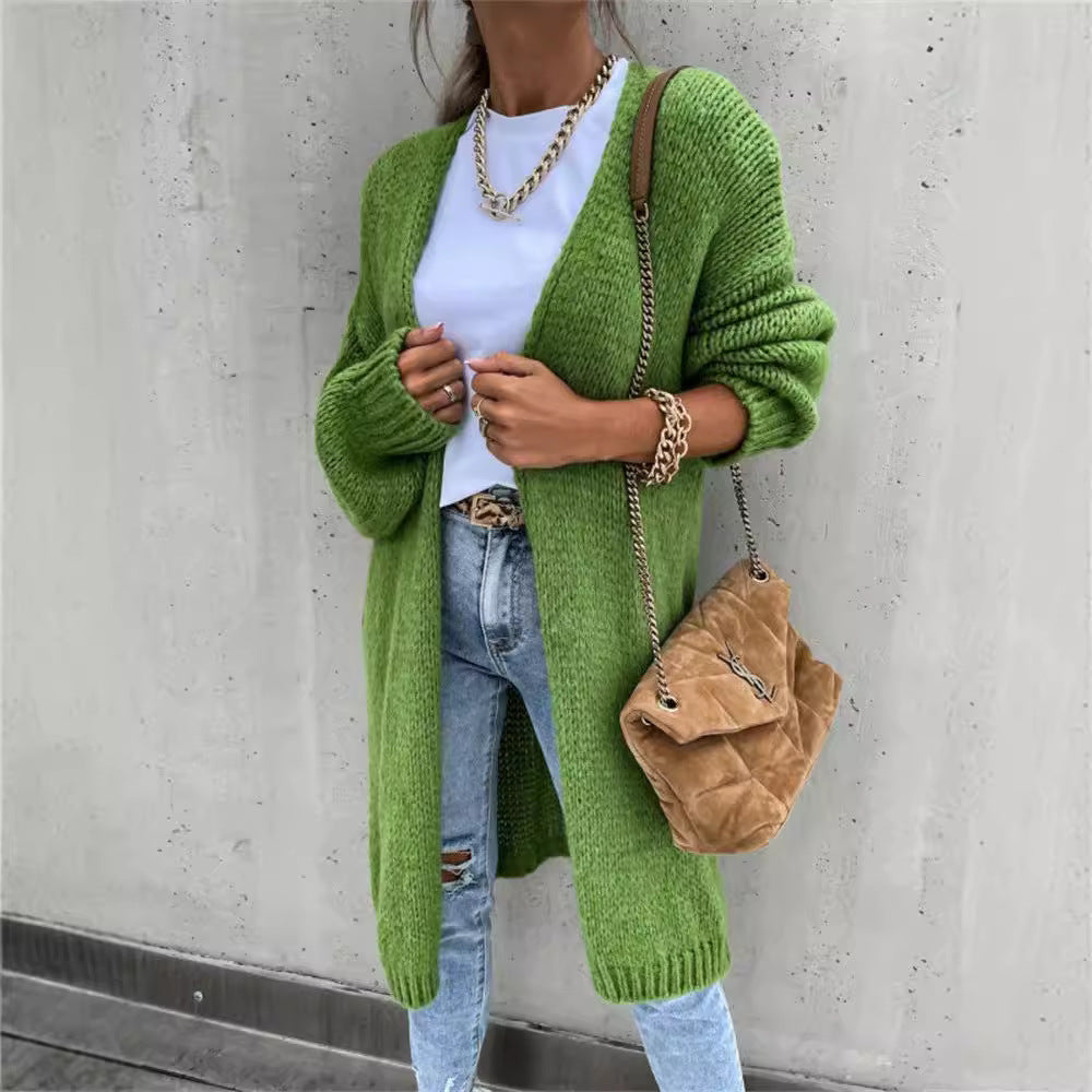 Women's Knitted Loose-fitting Solid Color Long Sleeves Women's Sweater