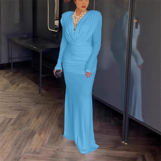 Women's Dress Waist Slimming Fishtail Pleated Graceful Dresses
