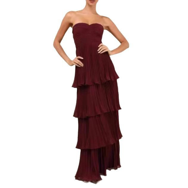 Women's Pleated Beach Tube Cake Dress Senior Dresses