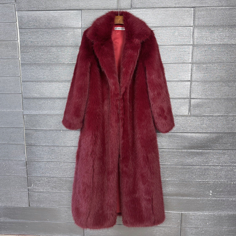 Women's Thick Imitation Plush Furry Fur Extended Coats
