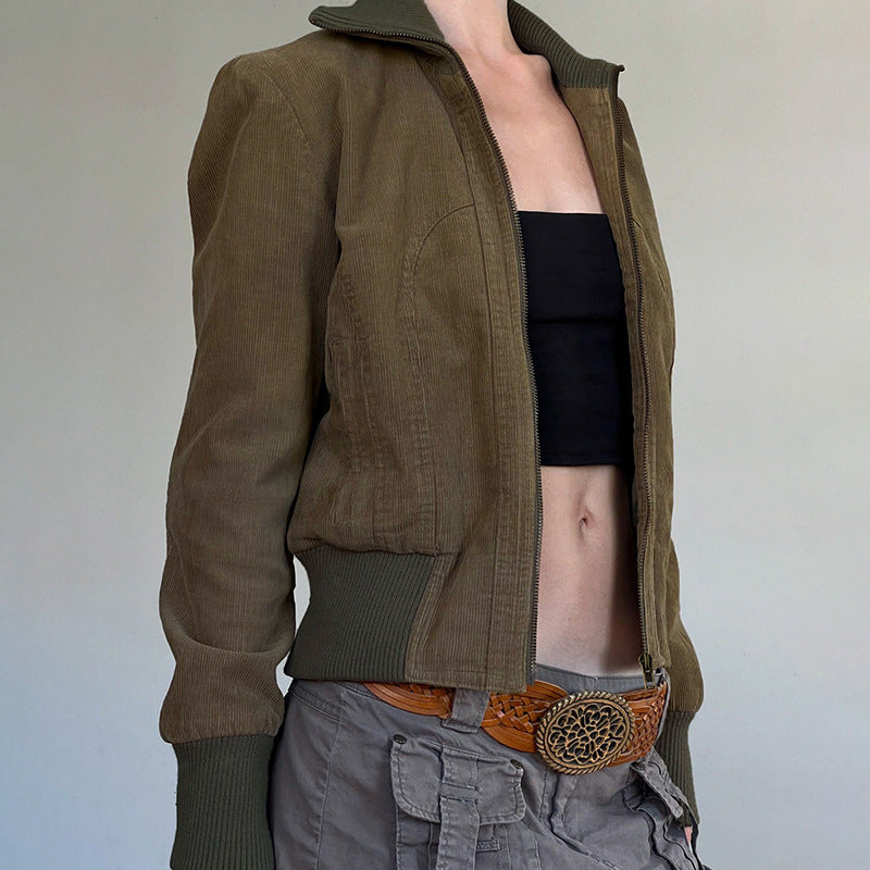 Women's Retro Solid Color Pocket Street Cool Jackets