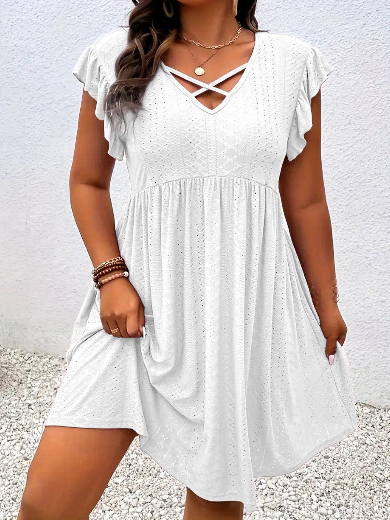 Women's Chic Holiday Solid Color Stitching Sleeve Dress