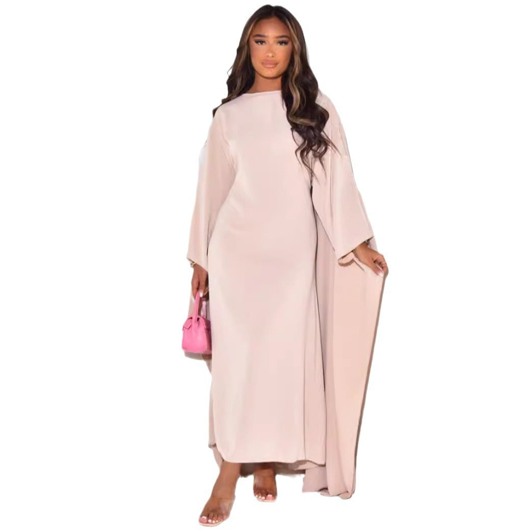 Women's Fashion Temperament Special Loose Round Neck Solid Color Dresses