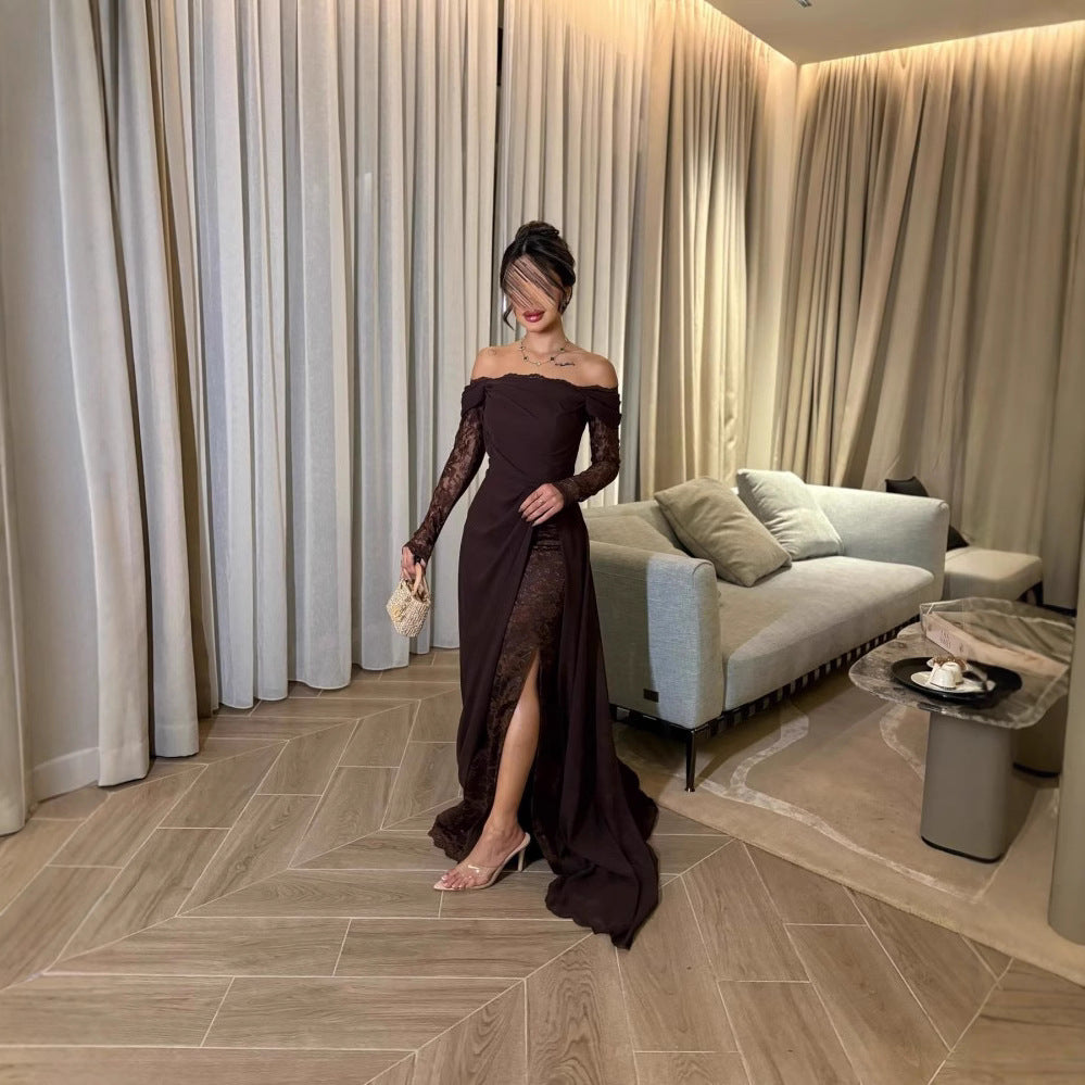 Women's Lace Long Sleeve Big Hem Elegance Dresses