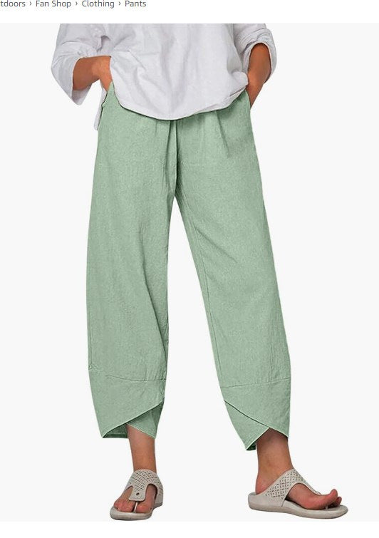 Women's Solid Color Simple Stitching Pocket Loose Pants