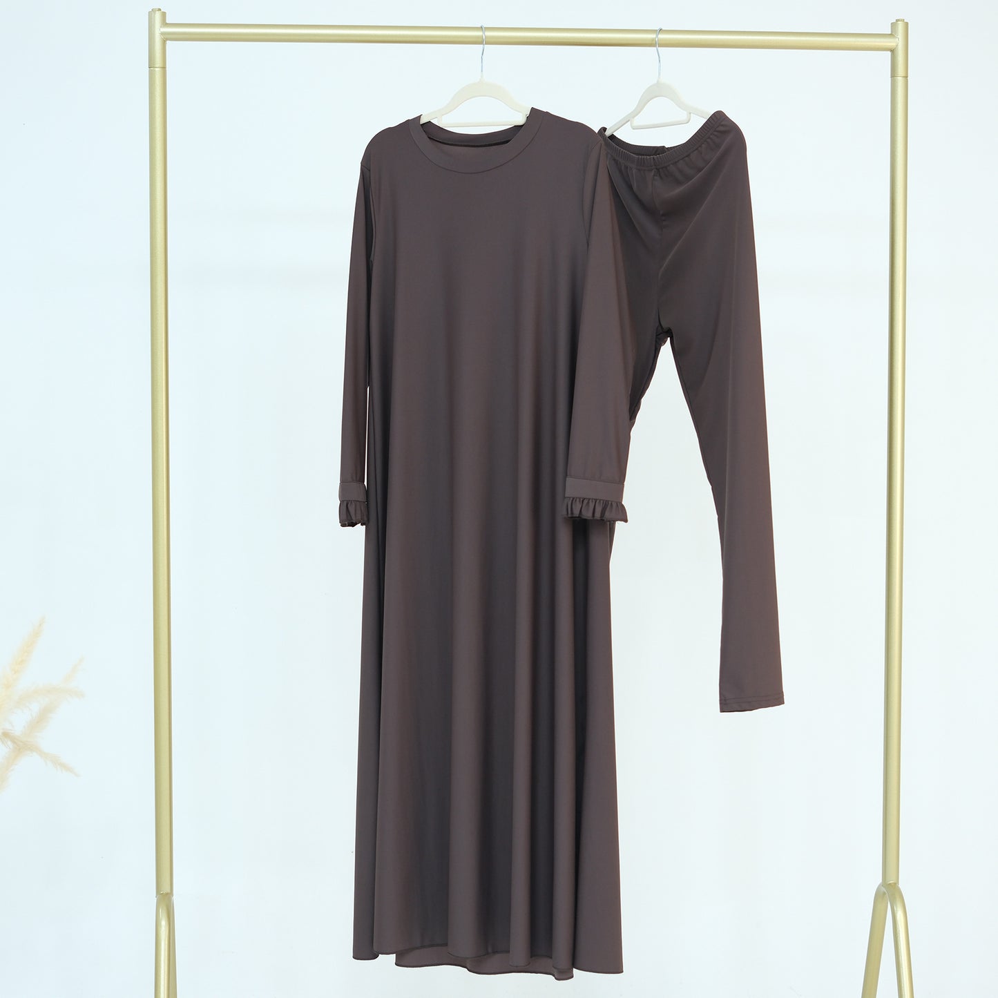 Conservative Solid Color Split Two-piece Swimsuit Dresses