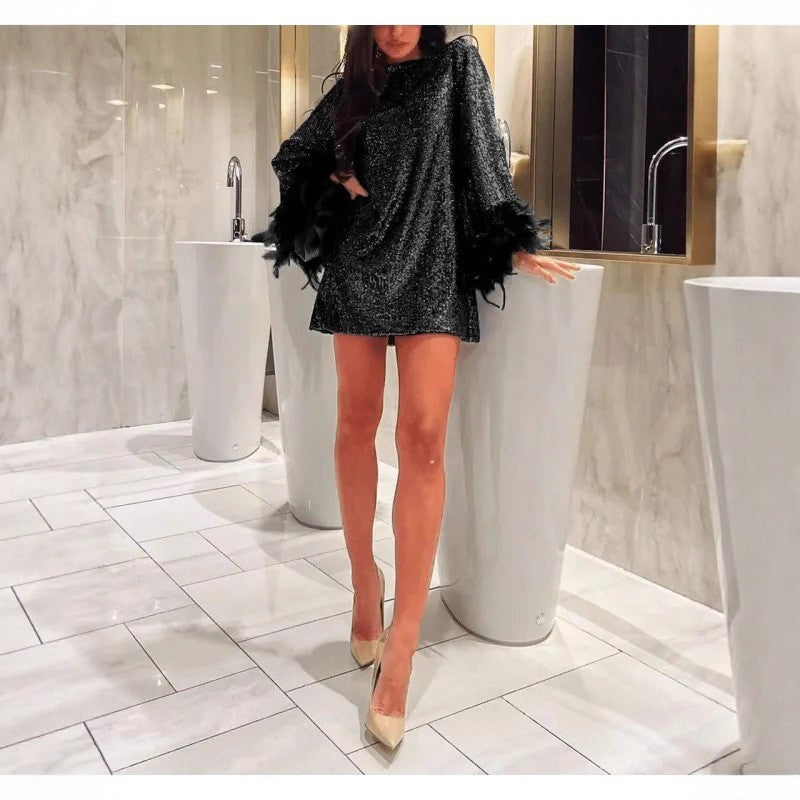 Women's Sexy Long Sleeve Colors Sequin Elegant Dresses