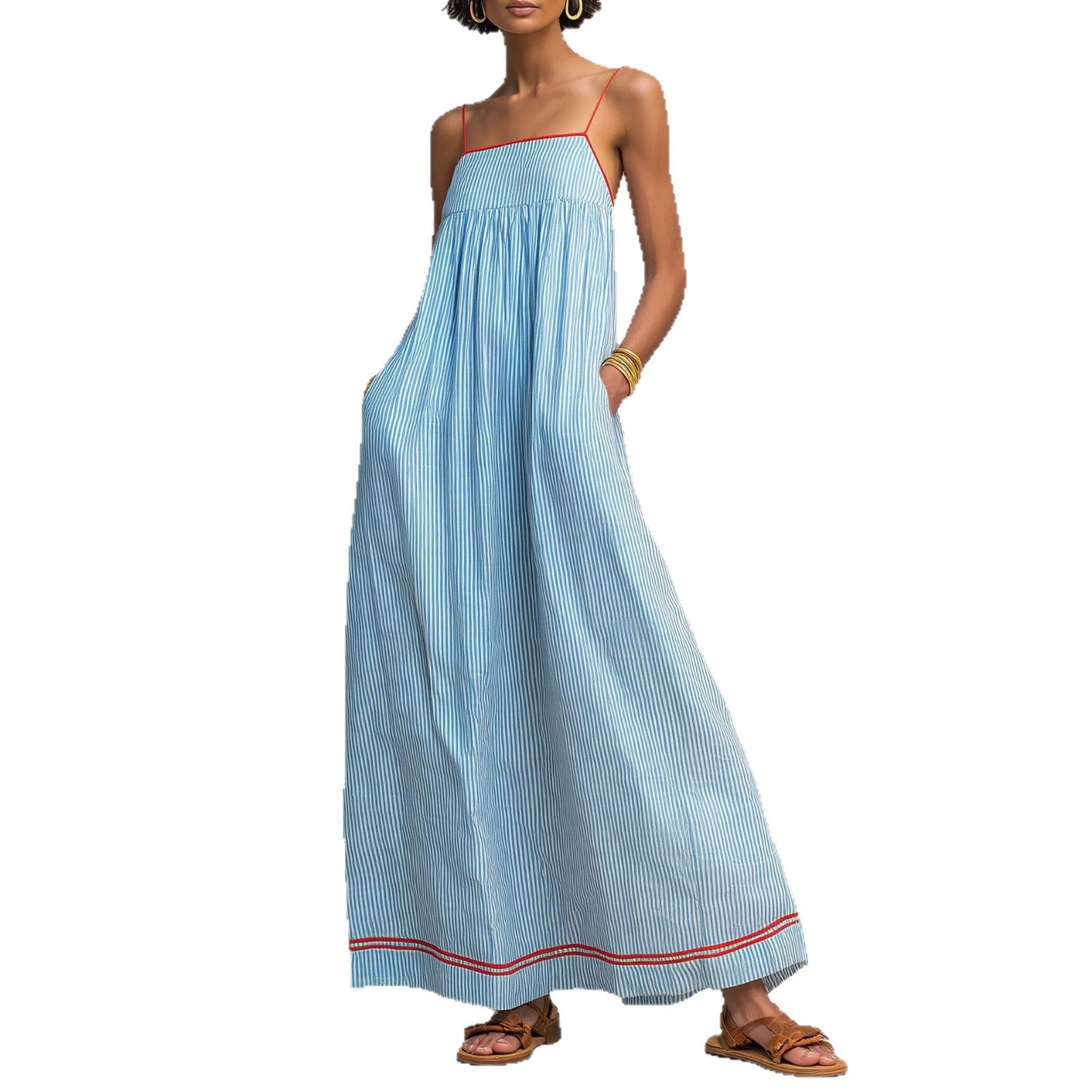 Women's Summer Fashion Casual Spaghetti Straps Sleeveless Dress