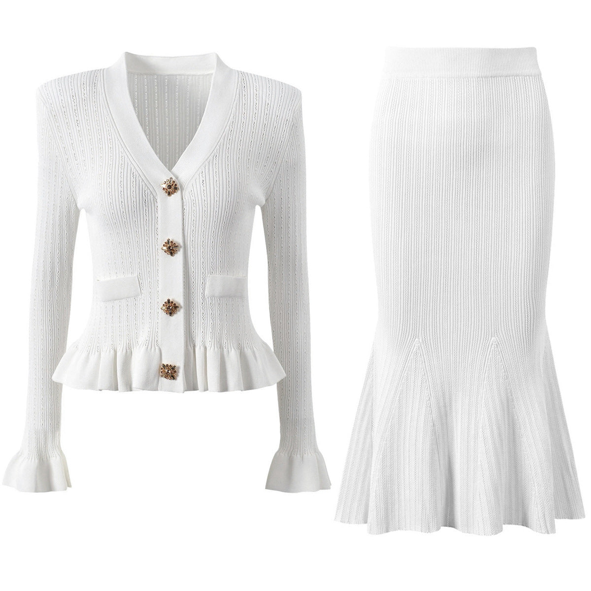 Women's High Version Versatile Fashionable Knitted Tup Fishtail Suits