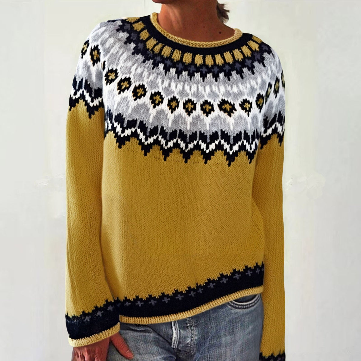 Women's Round Neck Multicolor Loose Fashion Pullover Sweater