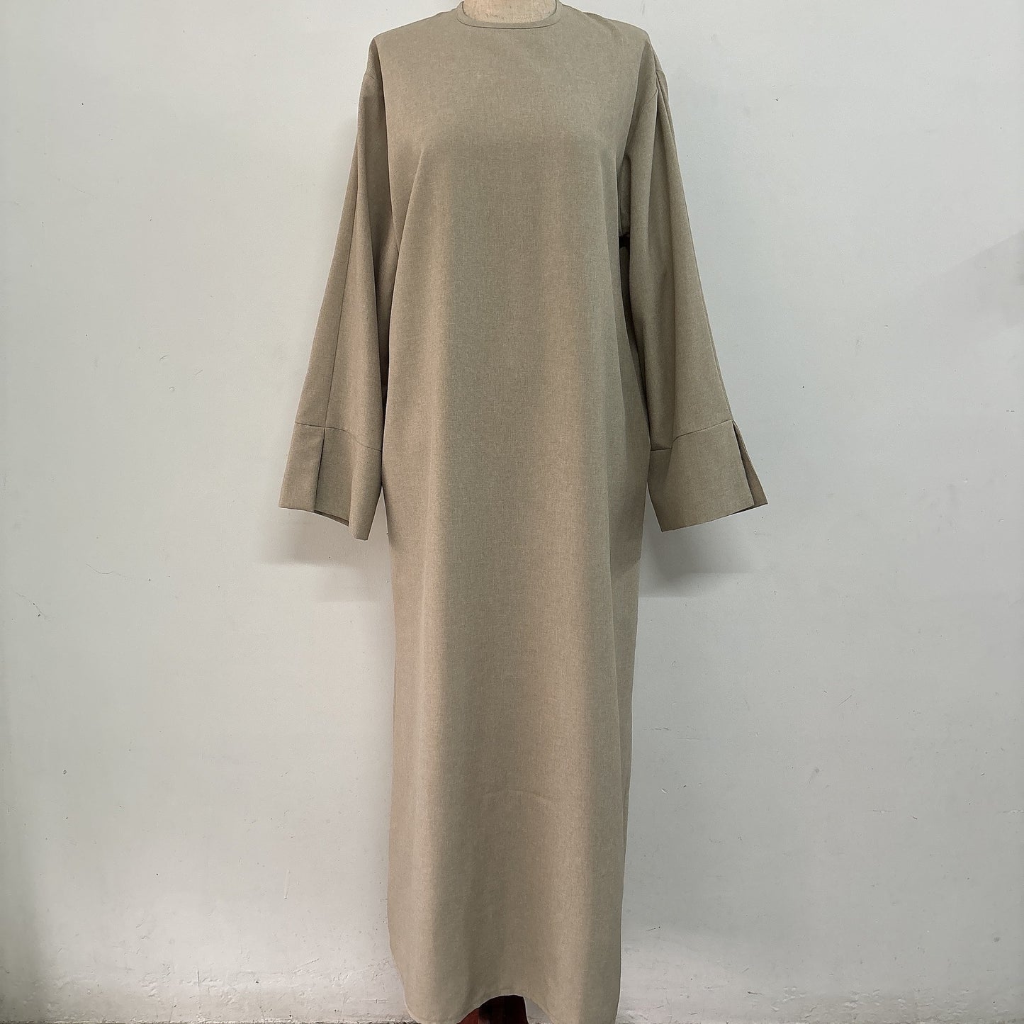 Neck Side Pocket Simple Solid Color Loose Straight Dress
