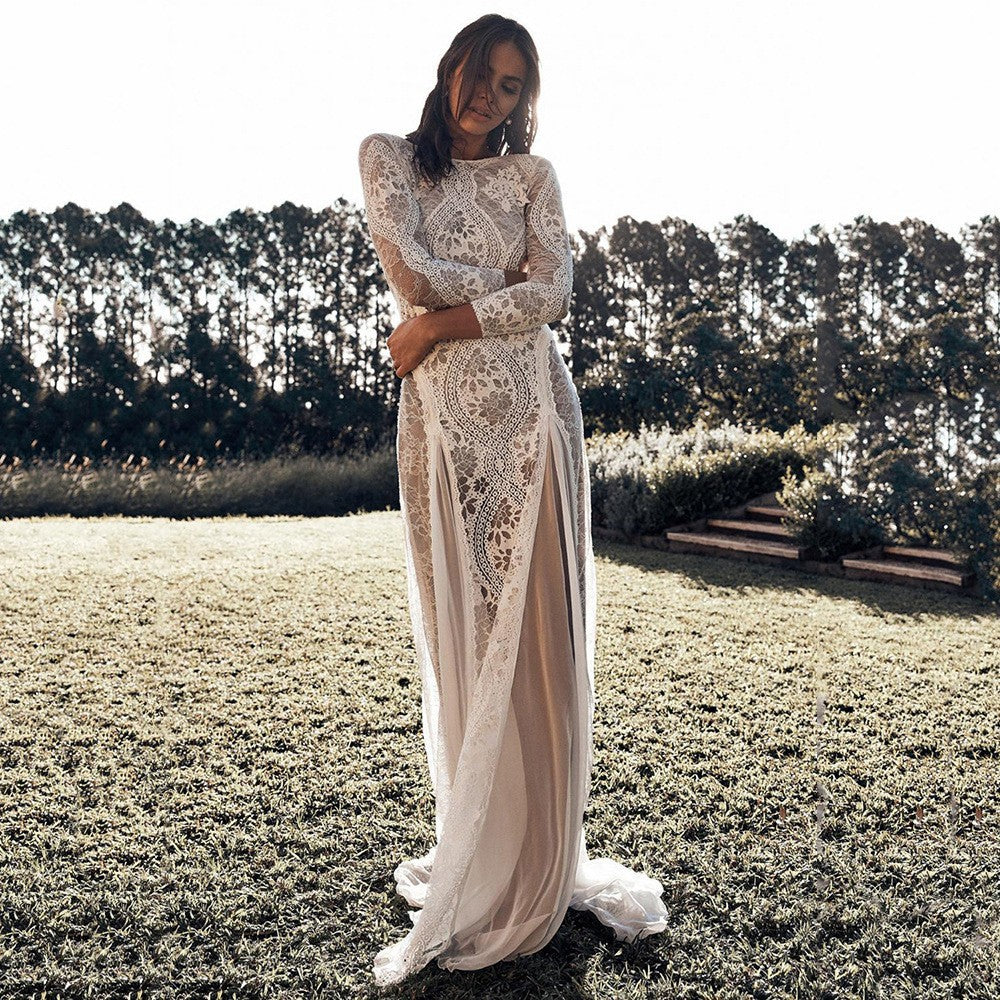 Women's Dress Round Neck Long Sleeve Printed Dresses