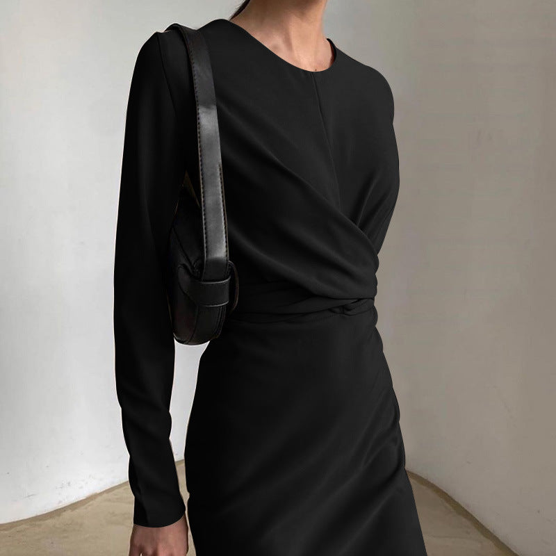 Women's Long Sleeve Autumn French Retro Slim Fit Slimming Dress